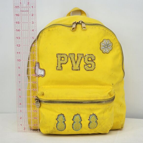Stoney Clover Lane Bright Yellow Backpack Pineapple Llama Daisy P V S Patch - Picture 15 of 16